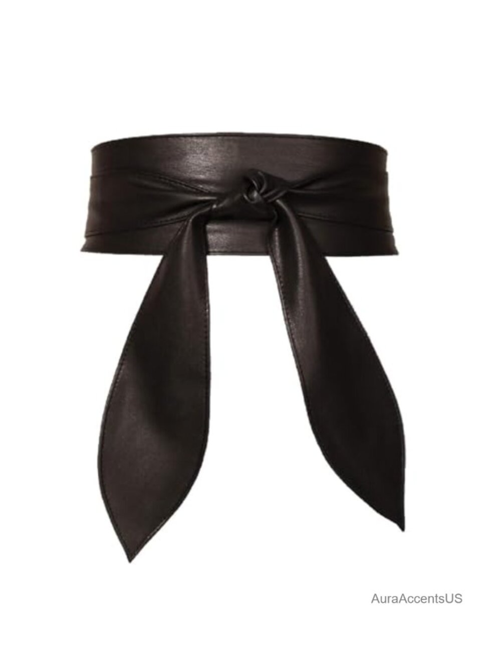 Women's Faux Leather Wide Obi Belt Wrap Tie Waist for Dress